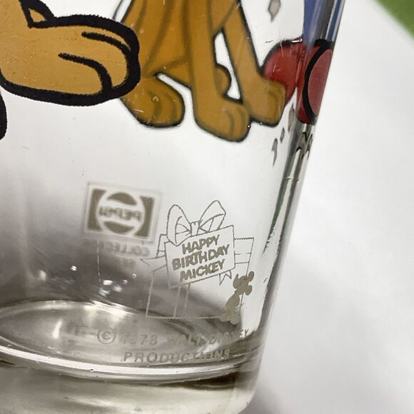 Vintage Pepsi Mickey and Pluto Walt Disney Productions 1978 Glass Happy Birthday - Picture 4 of 6
